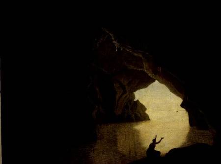 A Grotto in the Gulf of Salernum, with the figure of Julia, banished from Rome de Joseph Wright of Derby