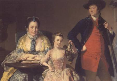 James and Mary Shuttleworth with one of their Daughters de Joseph Wright of Derby