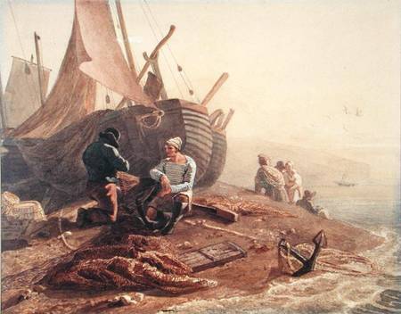 Fishermen Mending their Nets de Joshua Cristall