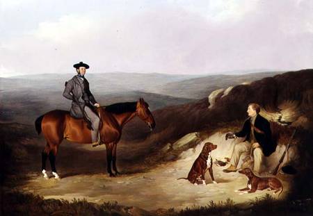 John Kerr Watson Mounted on a Shooting Pony with his Keeper on the Yorkshire Moors de Joshua Dalby