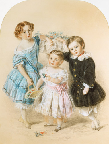 Portrait of three young children de Josiah Gilbert