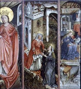 Visitation, centre right panel of polyptych