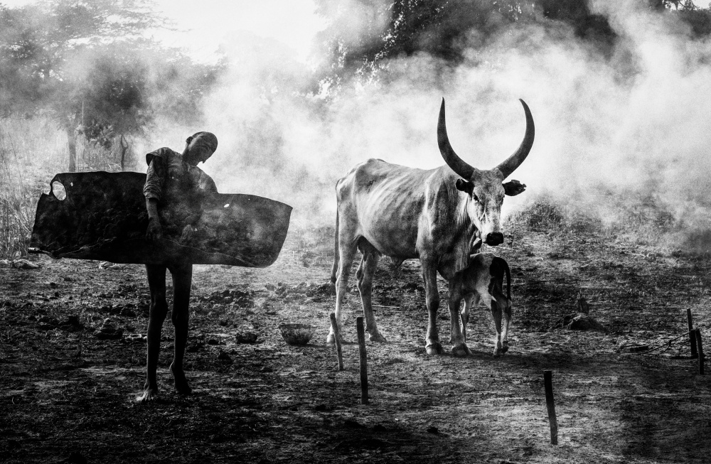 Mundari chlid carrying dung - South Sudan de Joxe Inazio Kuesta Garmendia
