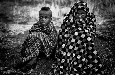 Two surma tribe boys - Ethiopia
