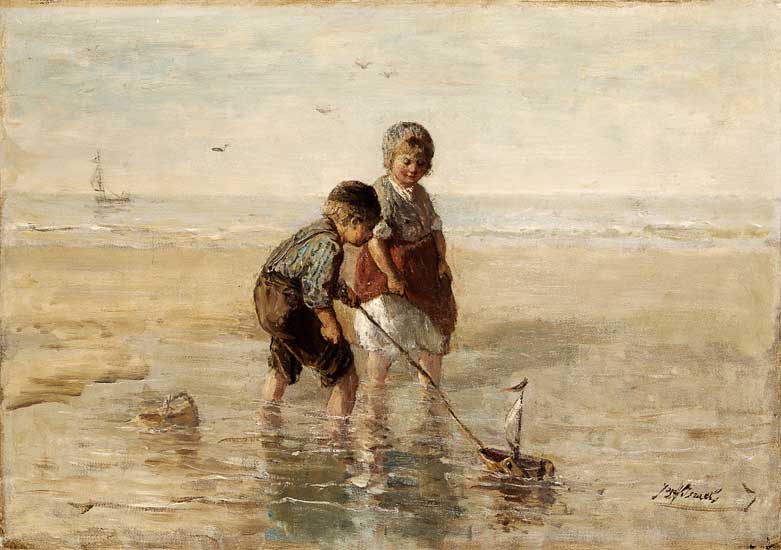 Children Playing By The Seaside de Jozef Israels