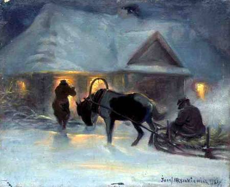 Winter Evening In Front of a Country House, 1921 de Jozef Ryszkiewicz