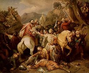 The hero Deszö sacrifices himself for king Robert. de József Molnár