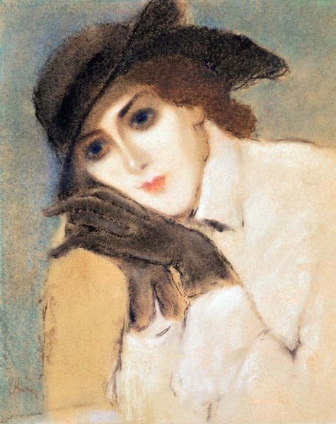 Woman in Black Gloves (Portrait of Zorka Banyai) (pastel) de József Rippl-Rónai