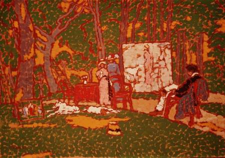 Painting Lazarine and Anella in the Park. It's Hot de József Rippl-Rónai