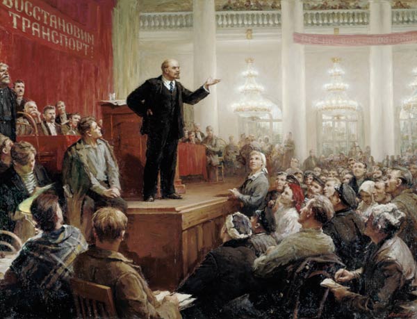 Lenin during a convention of the Russian transport de Ju. Winogradow