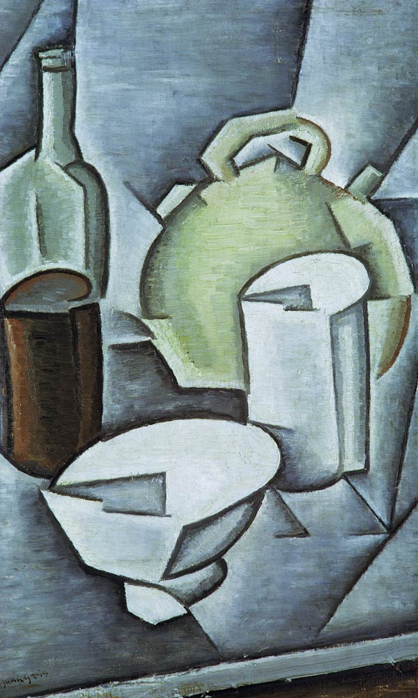 Still Life with a Bottle of Wine and an Earthenware Water Jug, 1911 (oil on canvas) de Juan Gris