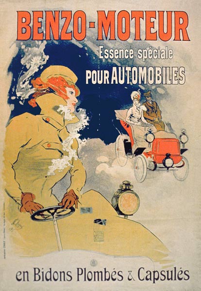 Poster advertising 'Benzo-Moteur' Motor Oil Especially for Automobiles de Jules Chéret