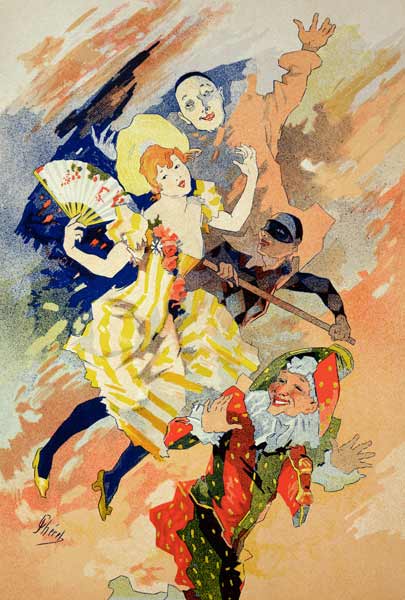 Reproduction of a poster for a pantomime, 1891 (colour litho) de Jules Chéret