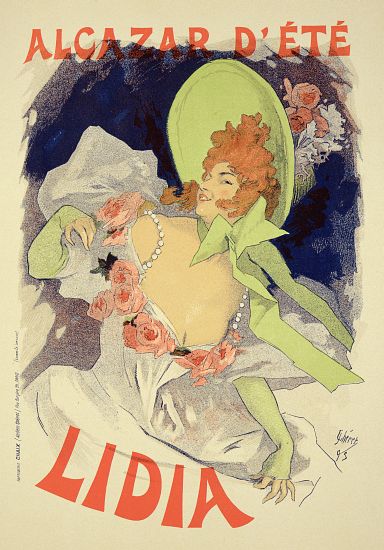 Reproduction of a poster advertising 'Lidia', at the Alcazar d'Ete de Jules Chéret