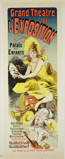 Reproduction of a poster advertising the 'Grand Theatre de L'Exposition', Palais des Enfants, Paris de Jules Chéret
