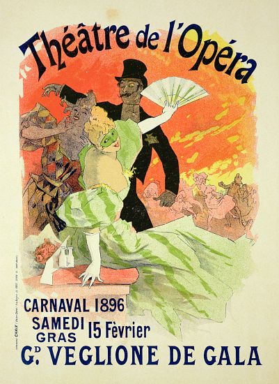 Reproduction of a Poster Advertising the 1896 Carnival at the Theatre de l'Opera de Jules Chéret