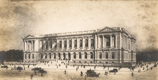 Perspective drawing by Jules Guerin of the Central Library of the Free Library of Philadelphia from  de Jules Guerin