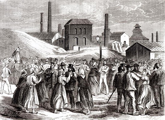 Women Demonstrating at the Le Creusot coal mine in April 1870 de Jules Pelcoq