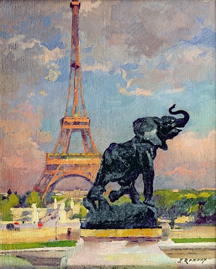 The Eiffel Tower and the Elephant by Fremiet de Jules Ernest Renoux