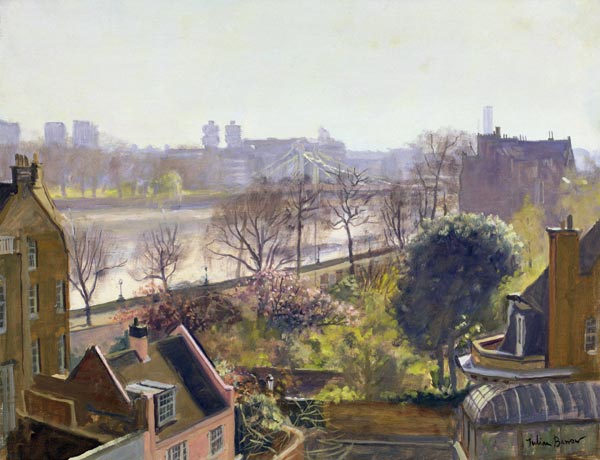 Chelsea Embankment from the Physic Garden (oil on canvas)  de Julian  Barrow