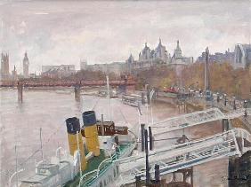 Westminster from Waterloo Bridge (oil on canvas) 