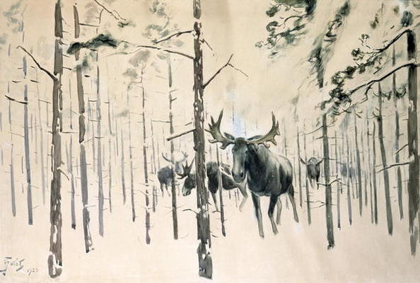 Moose, 1920 (w/c on paper) de Julian Falat