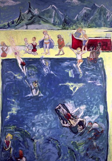Swimmers in Wengen (oil on canvas)  de Julie  Held