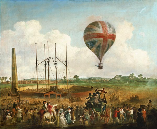 George Biggins advancement in Lunardis balloon de Julius Caesar Ibbetson