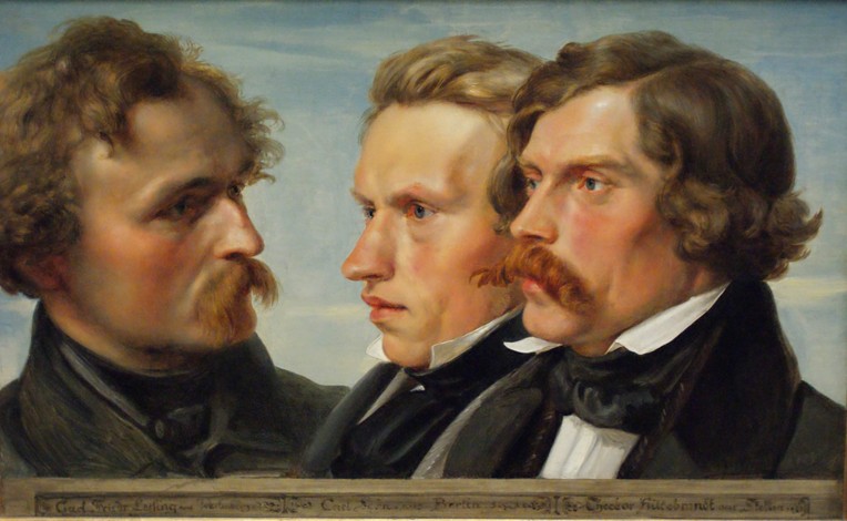 Young Düsseldorf. Group portrait of the painters Karl Friedrich Lessing, Carl Ferdinand Sohn and The de Julius Hübner