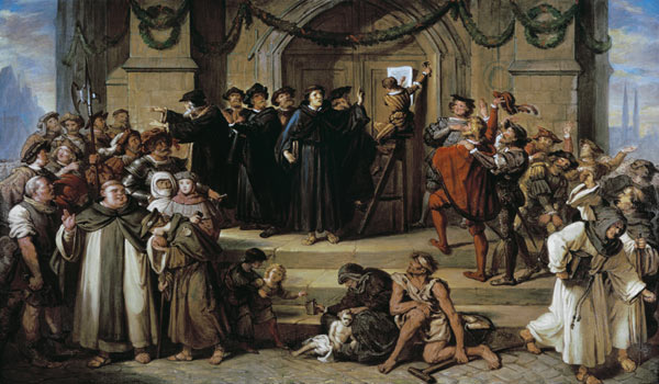 The stop of the 95 thesis by Martin Luther de Julius Hübner