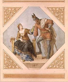 Brunhilde and Hagen, illustration for 'The Niebelungen' by Richard Wagner (1813-83), 1846