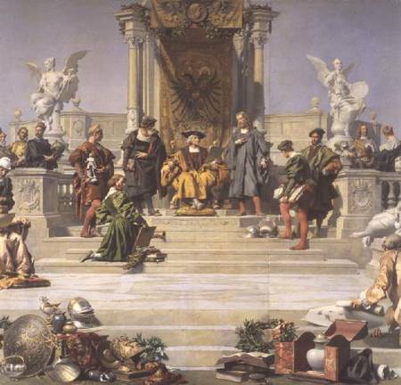 Patronage of the Arts by the House of Habsburg: central section of a ceiling painting de Julius Victor Berger