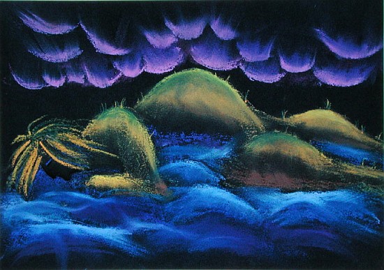 Man Creation Land (oil pastel on paper)  de Jung Sook  Nam