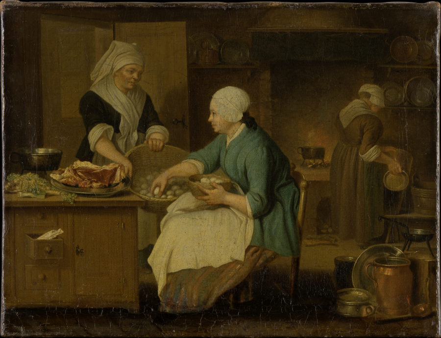 Kitchen Interior with Three Women de Justus Juncker
