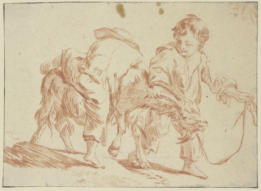 Zwei Knaben mit einem Ziegenbock de Karel Dujardin