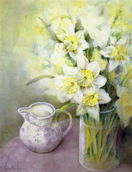 Daffodils with Oriental Jug (w/c)  de Karen  Armitage