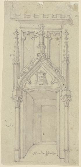Gotisches Portal in Oberdachstetten (?) mit dem dornengkrönten Christus im Tympanon