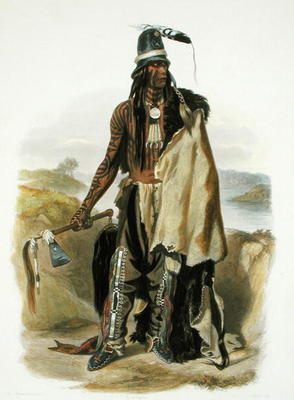 Abdih Hiddisch, a Minitarre Chief, plate 24 from Volume 2 of 'Travels in the Interior of North Ameri de Karl Bodmer