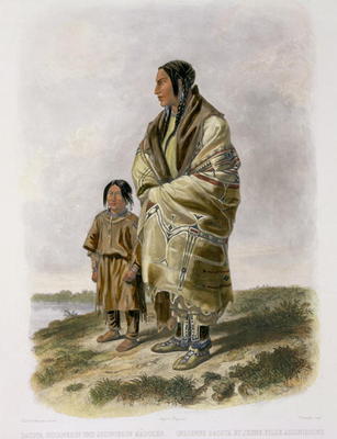 Dacota Woman and Assiniboin Girl, plate 9 from volume 2 of `Travels in the Interior of North America de Karl Bodmer
