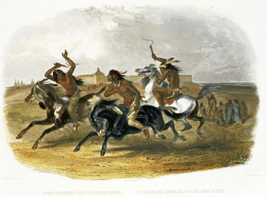 Horse Racing of Sioux Indians near Fort Pierre, plate 30 from Volume 1 of 'Travels in the Interior o de Karl Bodmer