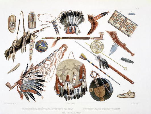Indian Utensils and Arms, plate 48 from Volume 2 of 'Travels in the Interior of North America', engr de Karl Bodmer