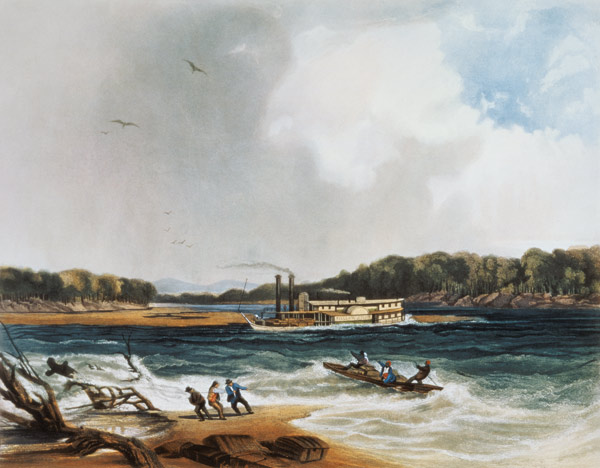 The Steamer Yellow-Stone on the 19th April 1833, plate 4 from volume 2 of `Travels in the Interior o de Karl Bodmer