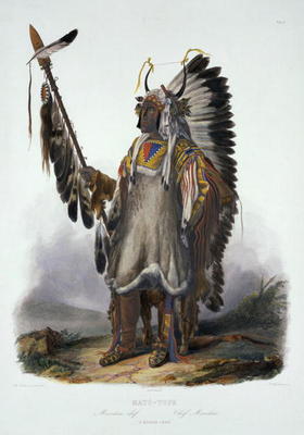 Mato-Tope, a Mandan Chief, plate 13 from Volume 2 of 'Travels in the Interior of North America', eng de Karl Bodmer