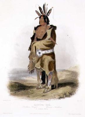 Pachtuwa-Chta, an Arrikkara Warrior, plate 27 from Volume 1 of 'Travels in the Interior of North Ame de Karl Bodmer