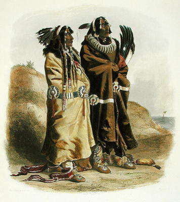 Sih-Chida and Mahchsi-Karehde, Mandan Indians, plate 20 from Volume 2 of 'Travels in the Interior of de Karl Bodmer