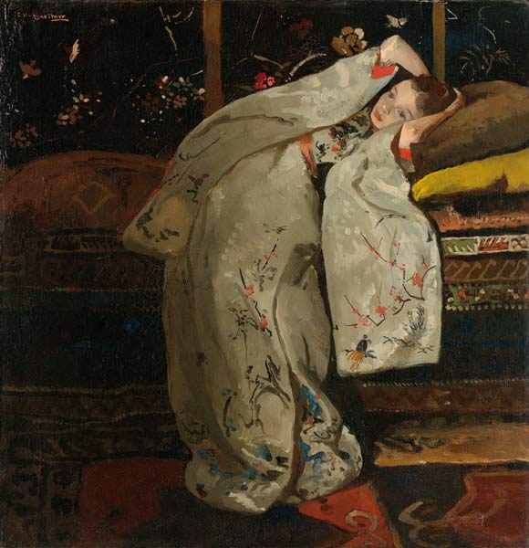 Mädchen in weißem Kimono de Carl Eduard Ferdinand Blechen