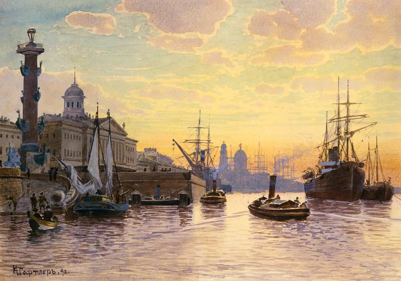 Evening atmosphere over the Newa (saint Petersburg de Karl Eduardowitsch Geftler