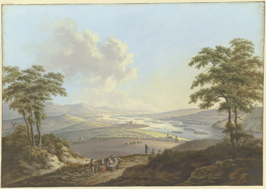 Blick auf Rheingau und Rheinebene, links der Johannisberg de Karl Franz Kraul