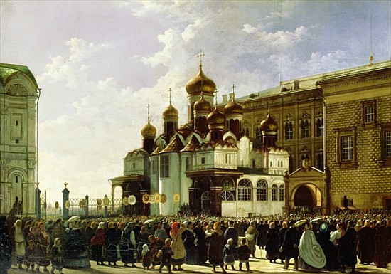 Easter procession at the Maria Annunciation Cathedral in Moscow de Karl-Fridrikh Petrovich Bodri