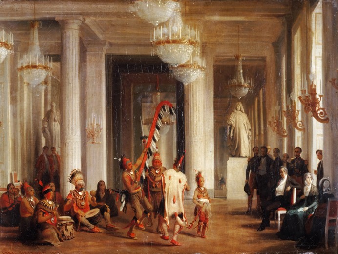 Dance by Iowa Indians in the Salon de la Paix at the Tuileries, Presented by the Painter George Catl de Karl Girardet
